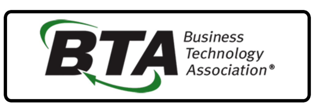 45dac05d6046190ab470ebbfffec912c Business Technology Association logo with bold BTA letters and a green arrow circling around them, followed by the words Business Technology Association on the right.