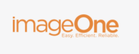 The image shows the imageOne logo in orange text with the tagline Easy. Efficient. Reliable. written below in smaller orange letters, reflecting the brand’s commitment to excellence as seen in their numerous case stories.